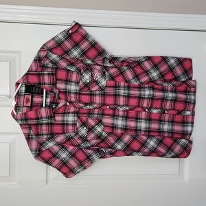 Womens Harley Davidson Snap Button Shirt XL Pink Plaid
